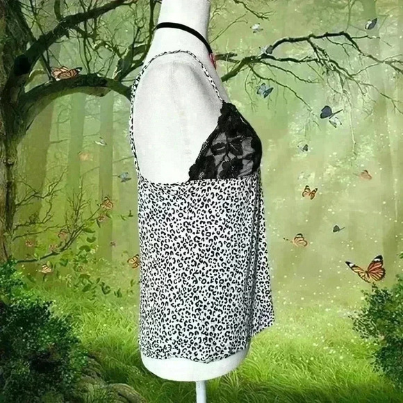 Y2k 90s Victoria’s Secret Black/White Leopard Print Tank Size L - Picture 7 of 9